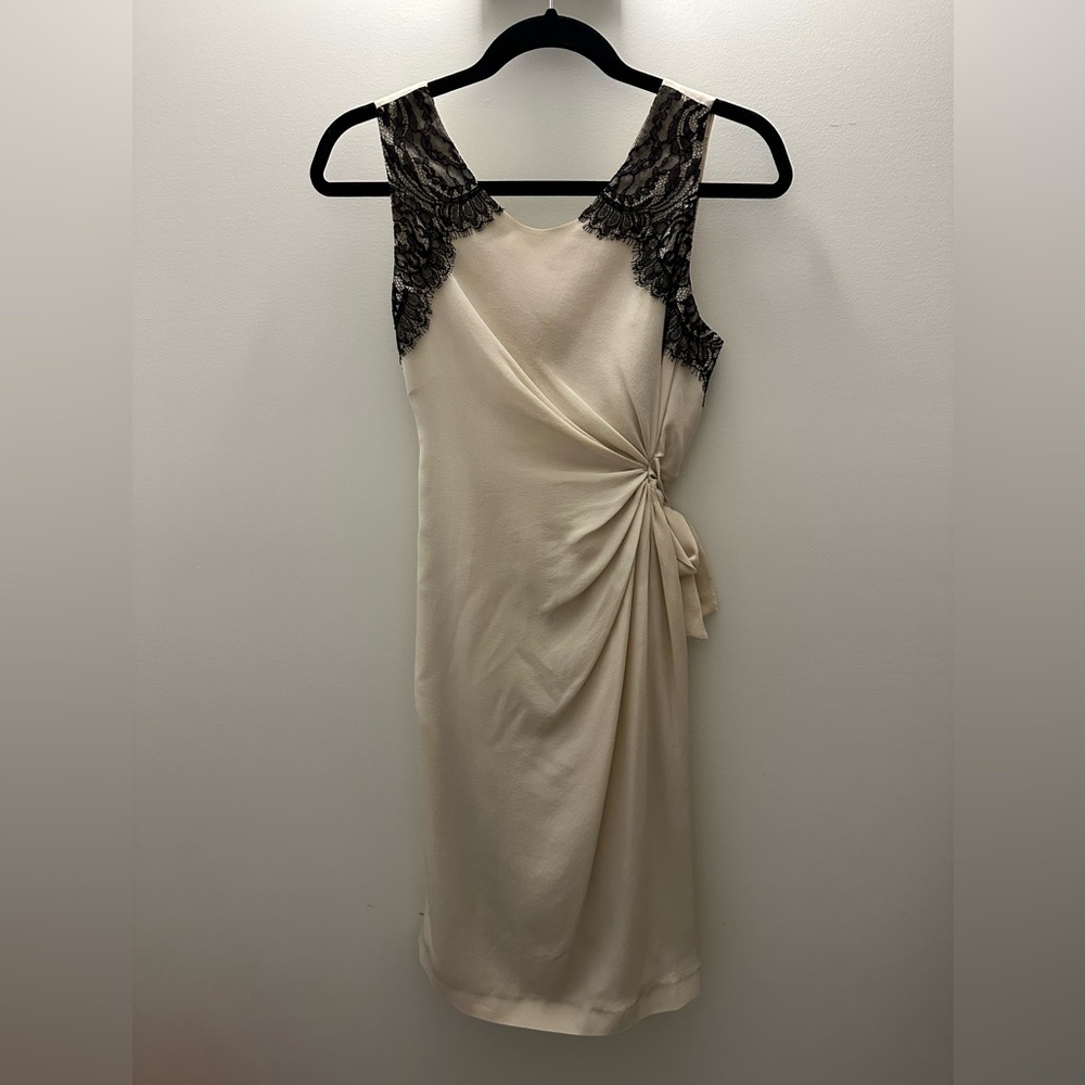 SERAPHINE LUXE Cream MATERNITY Dress with Black Lace Accents
